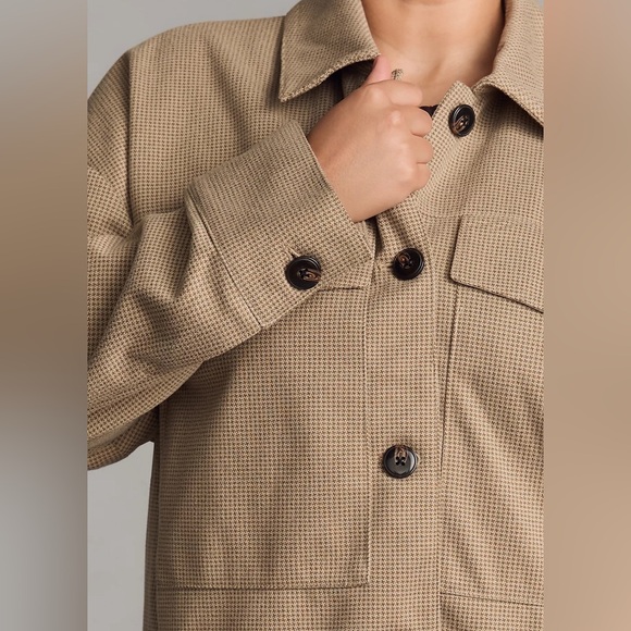 Anthropologie Maeve Tan Houndstooth Lightweight Utility Jacket NWOT - Picture 3 of 13